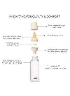 BIBS Pack Of 1 Baby Bottle Round Nipple Latex 270 Ml Medium Flow, Ivory, 2 Months +  - Image 2