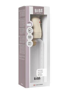 BIBS Pack Of 1 Baby Bottle Round Nipple Latex 270 Ml Medium Flow, Ivory, 2 Months +  - Image 4