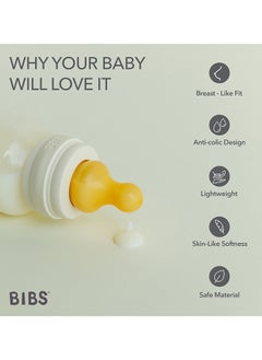 BIBS Pack Of 1 Baby Bottle Round Nipple Latex 270 Ml Medium Flow, Ivory, 2 Months +  - Image 5