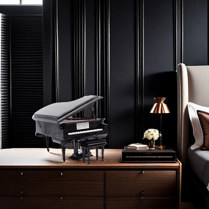 SHTWX Mylifestyle Piano Music Box with Bench and Black Case Musical Boxes Gift for Christmas/Birthday/Valentine's Day, Melody Castle in The Sky - Image 3