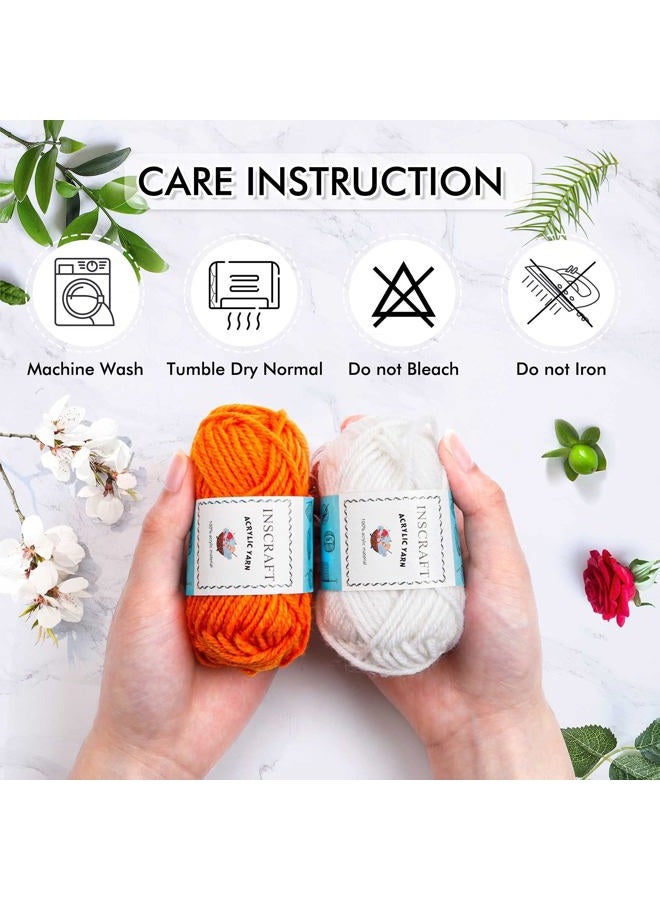 INSCRAFT 62 Acrylic Yarn Skeins, 2170 Yards Yarn for Knitting and Crochet, Includes 2 Crochet Hooks,2 Weaving Needles,10 Stitch Markers, Perfect Beginner Kit for for Adults Kids - Image 5
