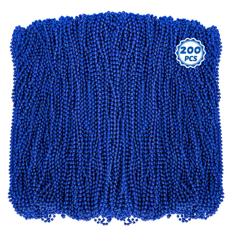 Huskein 200 PCS Beaded Necklace 33 Mardi Gras Beads Blue Bead Necklace Mardi Gras Accessories Parade Beads Bulk for Hanukkah Christmas Pirate Birthday Gender Costume Party Supplies - Image 2