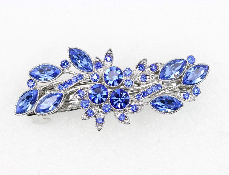 Faship Gorgeous Blue Rhinestone Crystal Flora Hair Barrette Clip - Image 2