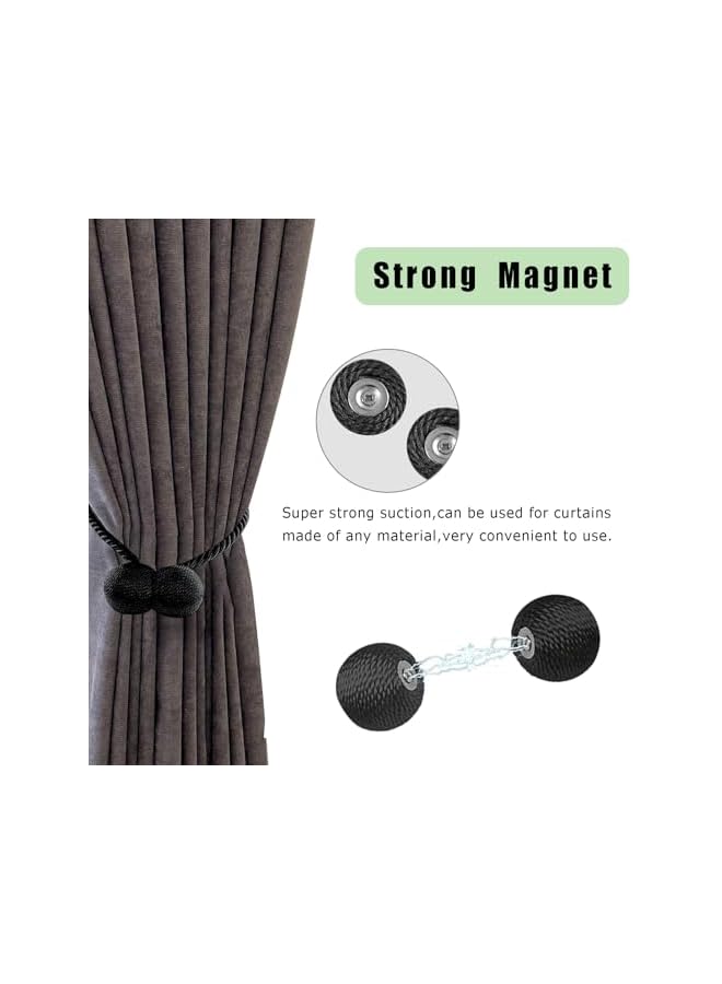 The Bros Magnetic Curtain Tiebacks Black 2pcs - Stylish Holdbacks for Home & Office Decor - Durable Hooks for Bedroom & Outdoor Curtains - Convenient Clips for Easy Use  - Image 4