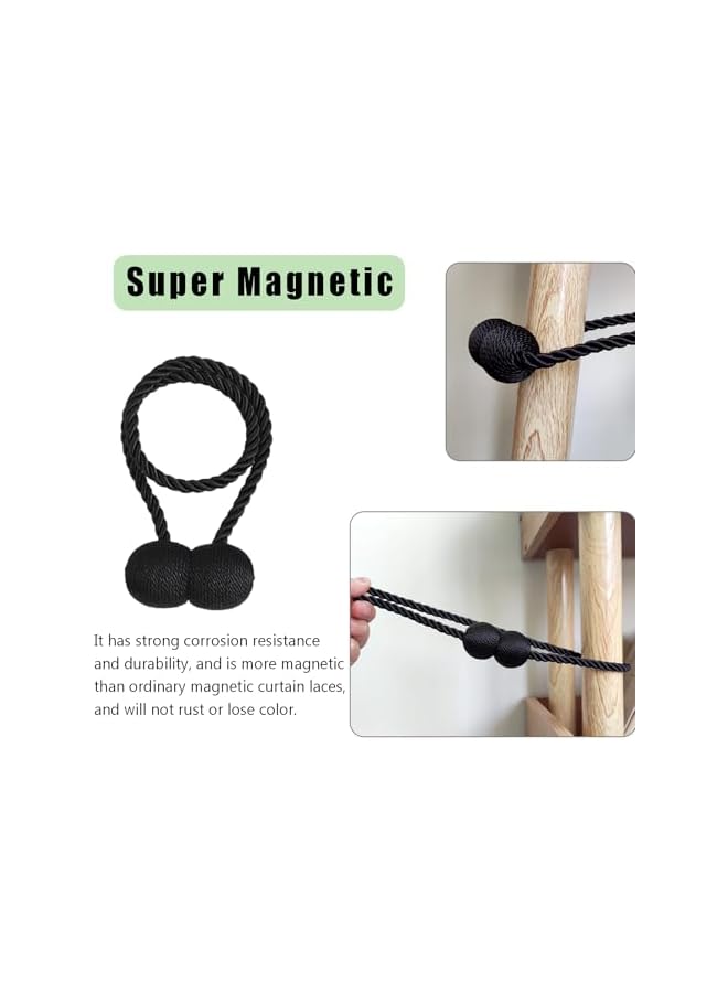 The Bros Magnetic Curtain Tiebacks Black 2pcs - Stylish Holdbacks for Home & Office Decor - Durable Hooks for Bedroom & Outdoor Curtains - Convenient Clips for Easy Use  - Image 5
