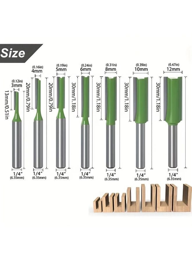 GOXAWEE 7pcs 1 4 Shank Tungsten Carbide Double Single Flute Straight Dado Router Bit Set - Image 3