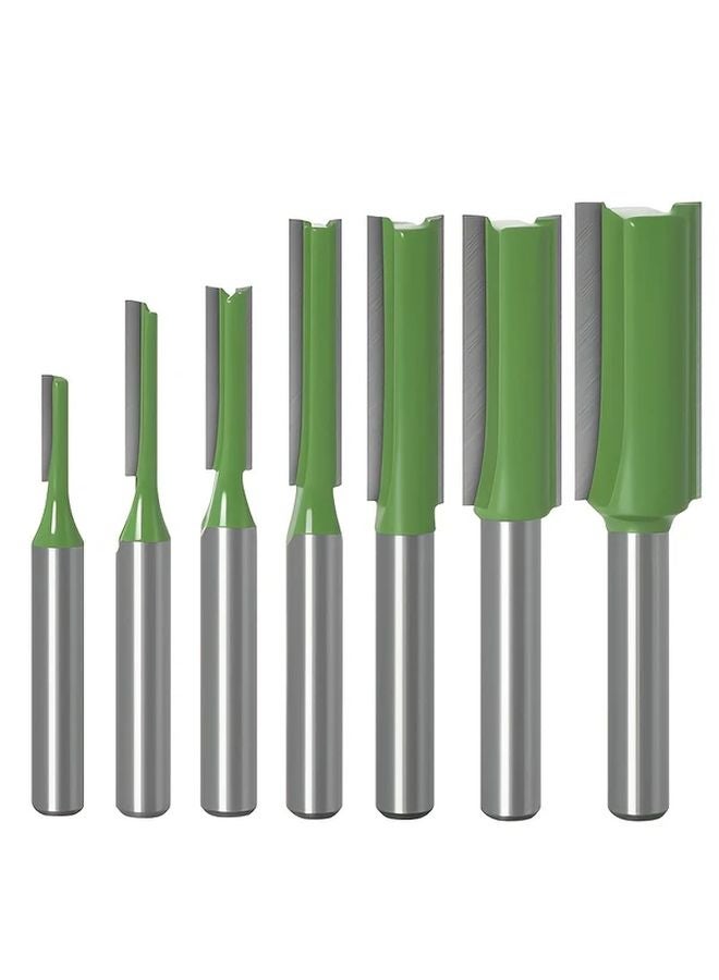 GOXAWEE 7pcs 1 4 Shank Tungsten Carbide Double Single Flute Straight Dado Router Bit Set - Image 1