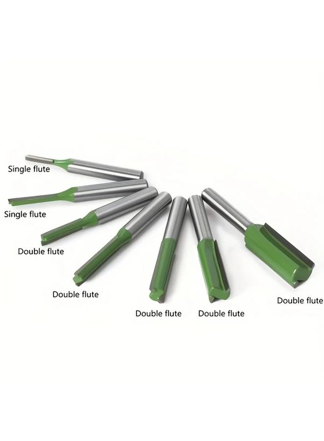 GOXAWEE 7pcs 1 4 Shank Tungsten Carbide Double Single Flute Straight Dado Router Bit Set - Image 4