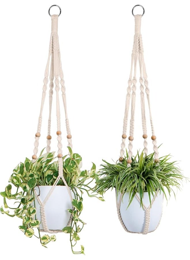 انتيكيانو معلقة نباتات مكرمية – ديكور يدوي من القطن – الطول ‎90‎ سم - Image 1