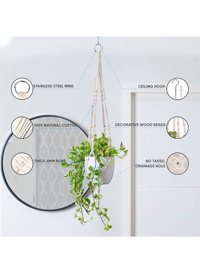 انتيكيانو معلقة نباتات مكرمية – ديكور يدوي من القطن – الطول ‎90‎ سم - Image 2