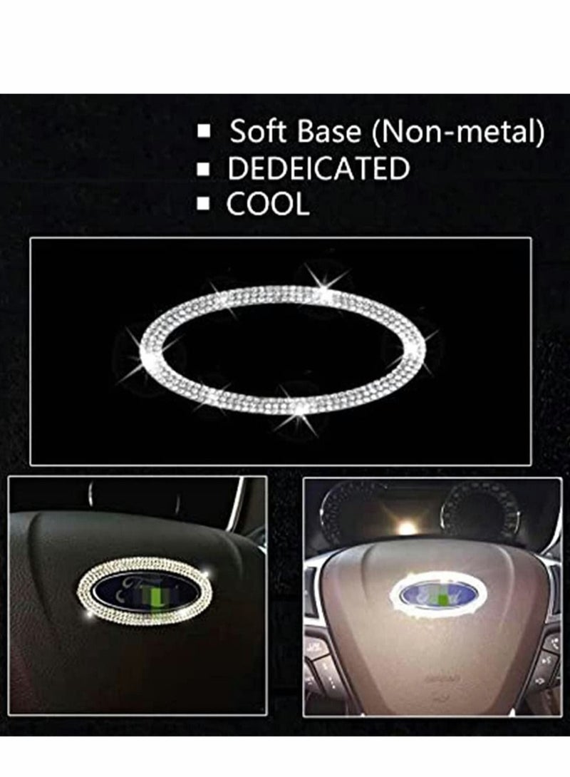 KASTWAVE Bling Bling Car Steering Wheel Decorative Diamond Sticker Fit for Ford, DIY Bling Car Steering Wheel Cover Emblem Bling Accessories for All Ford (Soft Base, Non-metal) - Image 2
