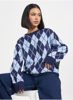 Regular Fit Regular Length Argyle Pattern Sweater - pzsku/Z75346D8A1A0F3F60DC84Z/45/_/1732177943/e3f9c304-863e-4b98-83a0-c1996d055b44