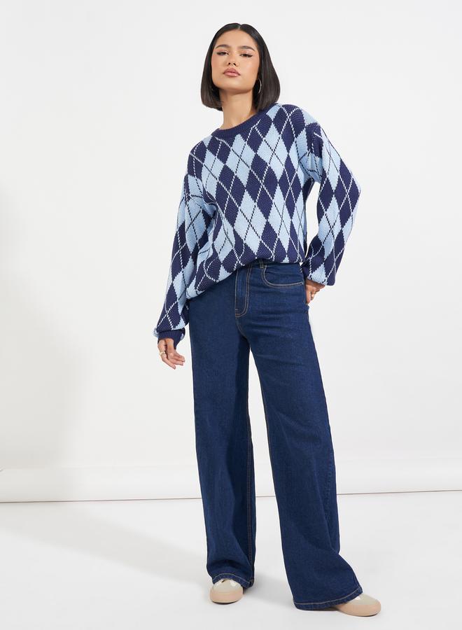 ستايلي سويتر بقصة عادية وطبعة أرجيل - Image 3