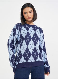 Regular Fit Regular Length Argyle Pattern Sweater - pzsku/Z75346D8A1A0F3F60DC84Z/45/_/1732177946/8a6b55f4-f266-40b9-b1f6-cf28dbfac698