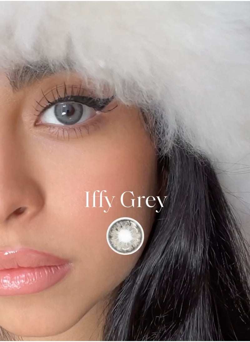 Unibling - Iffy Gray Yearly Colored Contact Lenses, Unisex Cosmetic Contact Lenses, Enlargement Collection, Light Gray, With Case - Image 1