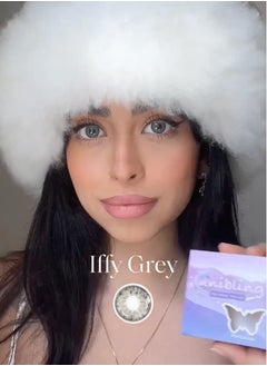 Iffy Gray Yearly Colored Contact Lenses, Unisex Cosmetic Contact Lenses, Enlargement Collection, Light Gray, With Case