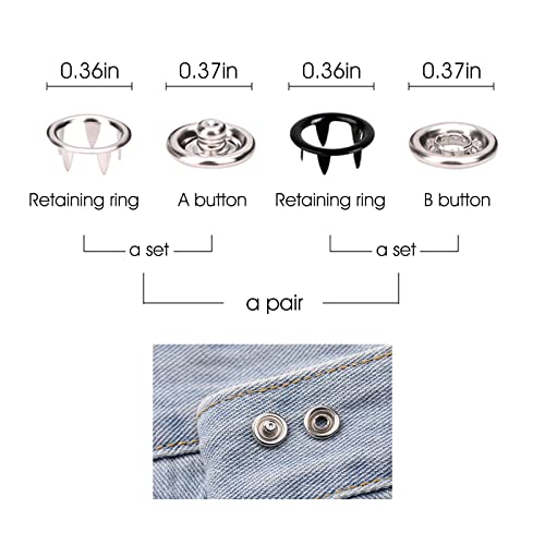 GTAAOY 100 Sets Metal Snaps Buttons with Fastener Pliers Press Tool Kit Perfect for DIY Crafts Clothes Hats and Sewing, Snap Button Fasteners Kit for Clothing Sewing(9.5mm / 400 PCS) - Image 4