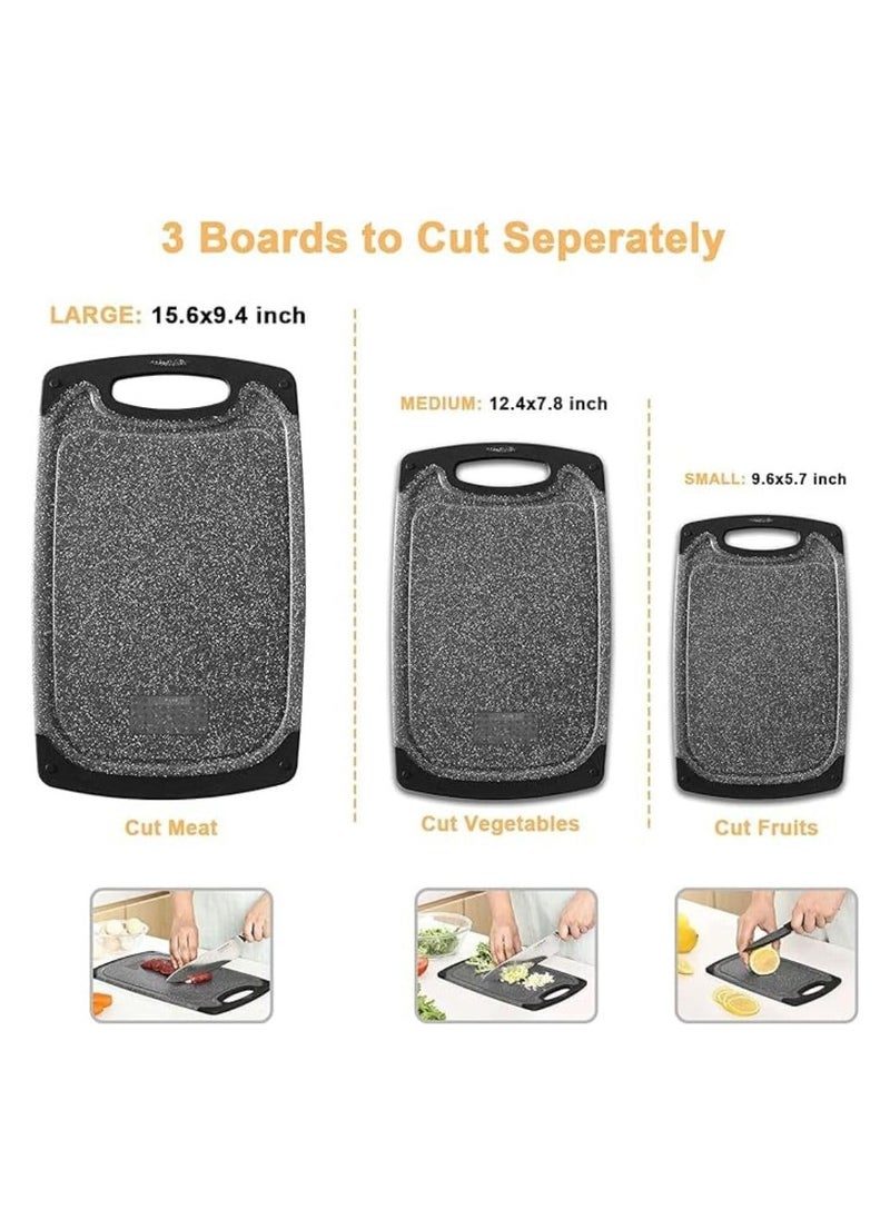 3Pcs Chopping Board Set, Plastic Cutting Board BPA Free, Non-slip Easy Grip Handle Dishwasher Safe Cutting Boards For Kitchen with Juice Grooves for Meat Veggies Fruits Garlic Ginger (black) - pzsku/Z7534726FEFF14F3DAB3DZ/45/_/1699630693/7160421d-06f5-4b30-b4ae-ce05bad7f0d7