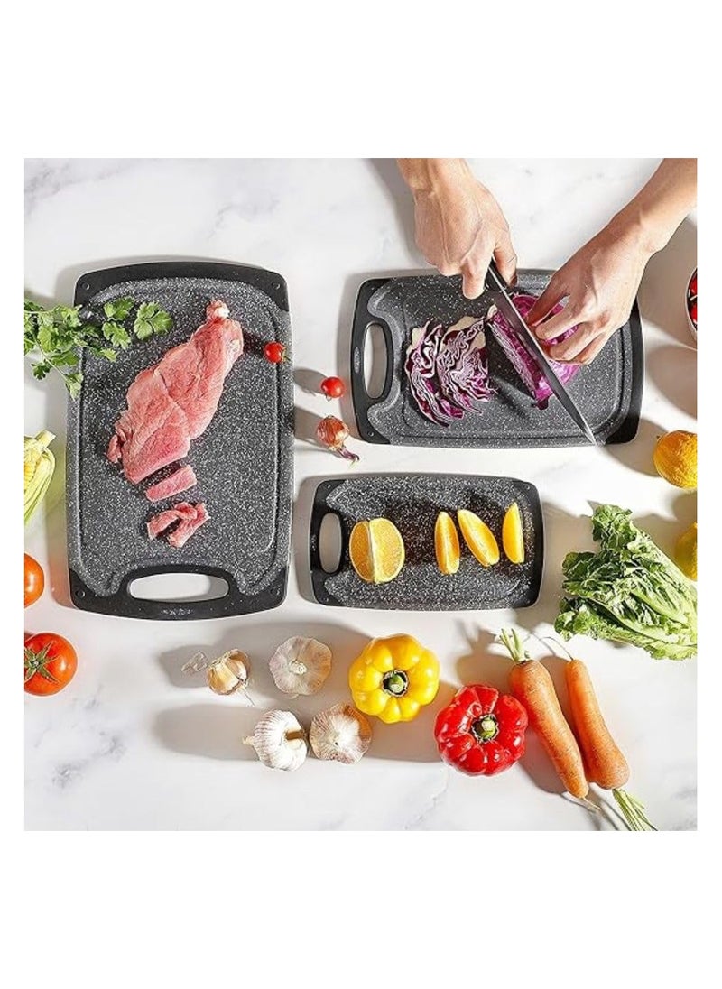 3Pcs Chopping Board Set, Plastic Cutting Board BPA Free, Non-slip Easy Grip Handle Dishwasher Safe Cutting Boards For Kitchen with Juice Grooves for Meat Veggies Fruits Garlic Ginger (black) - pzsku/Z7534726FEFF14F3DAB3DZ/45/_/1699630753/f93f0cbf-6694-45e9-9015-9889e2cd0b19