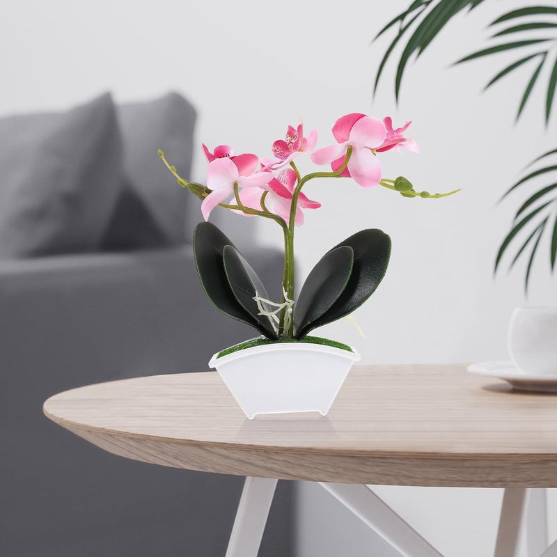 Abaodam Artificial Potted Orchid Plant Red Simulation Fake Bonsai Phalaenopsis Orchid Decor for Bathroom Table Centerpiece Wedding Home Office Decoration - Image 5