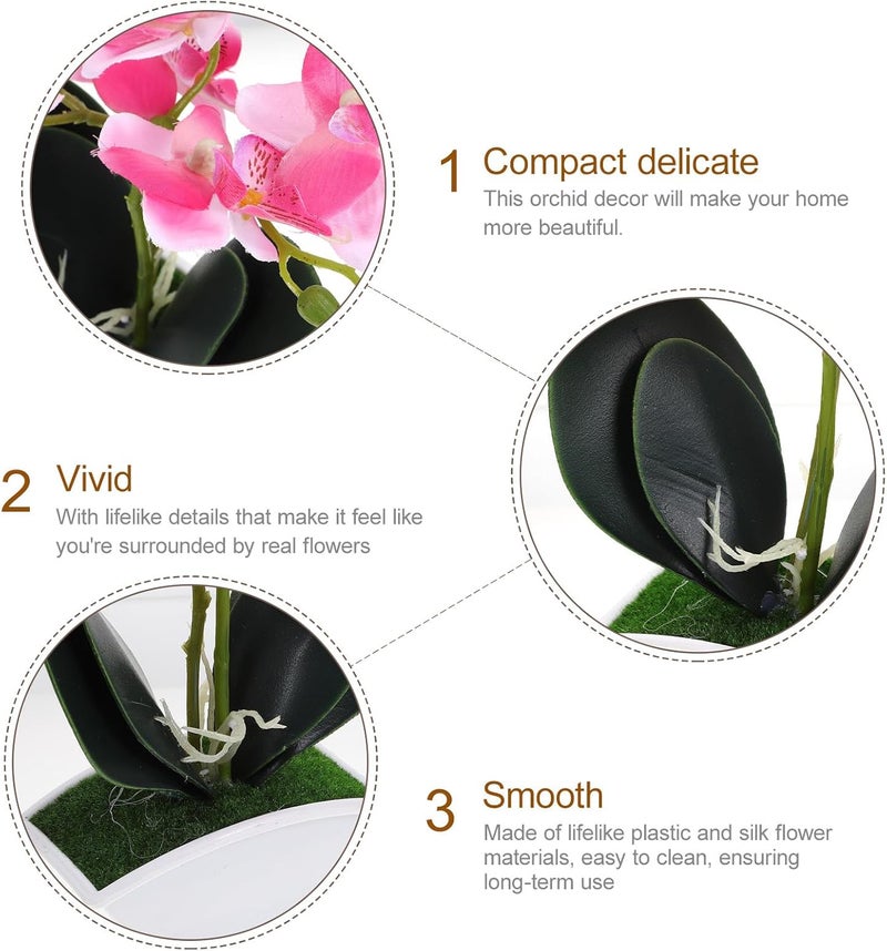 Abaodam Artificial Potted Orchid Plant Red Simulation Fake Bonsai Phalaenopsis Orchid Decor for Bathroom Table Centerpiece Wedding Home Office Decoration - Image 3