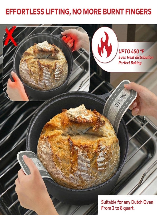 ThreadNanny Silicone Bread Sling for Dutch Oven, 2 Pcs Round Nonstick Reusable Baking Mat - 450°F Heat Resistant Sourdough Sling, Pan Liner & Bread Baking Supplies (Grey) - Image 3