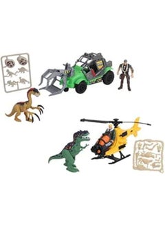 Dino Valley Dinosaur with Car or Plane with Many Buttons All Hinges Movable and LED Light and Huge Sound - GTG TOYS