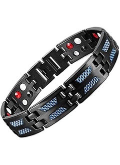 Generic New Men's Double Row Magnet Bracelet Fashion Carbon Fiber Bracelet (Black)  - Image 1