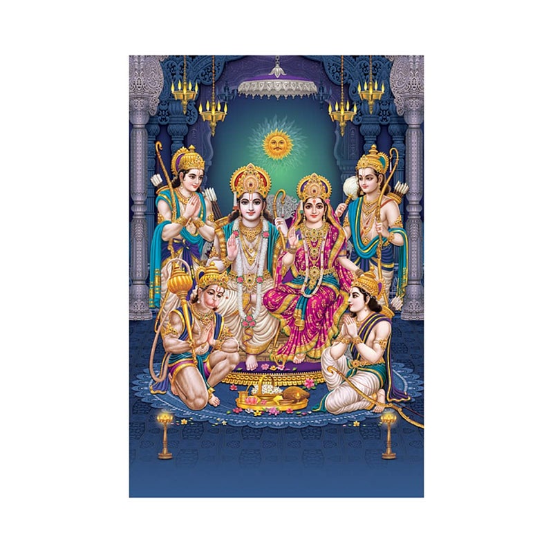 Dharvika Innovations Dharvika Innovations Ram Darbar Poster Big Size for Wall Sparkle Coated Self Adhesive Waterproof Painting Vinyl Poster Without Frame 24 x 36 inch