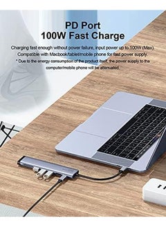 Hagibis Usb C Hub 6 In 1 Type C Docking Station Fast Heat Dissipation Multiport Adapter Dongle With 4K Hdmi 100W Power Delivery 4 Usb Port For Macbook Pro And Other Type C Laptops 7 In 1  - Image 4