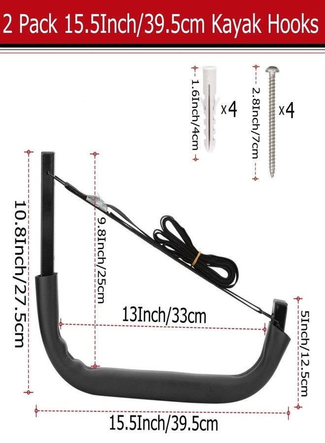 Heavdace Kayak Storage Hooks, 15.5Inch Wall Mount Paddle Board Storage Rack, Heavy Duty Surfboard Hanger (Load Copacity 150LB) - Image 2