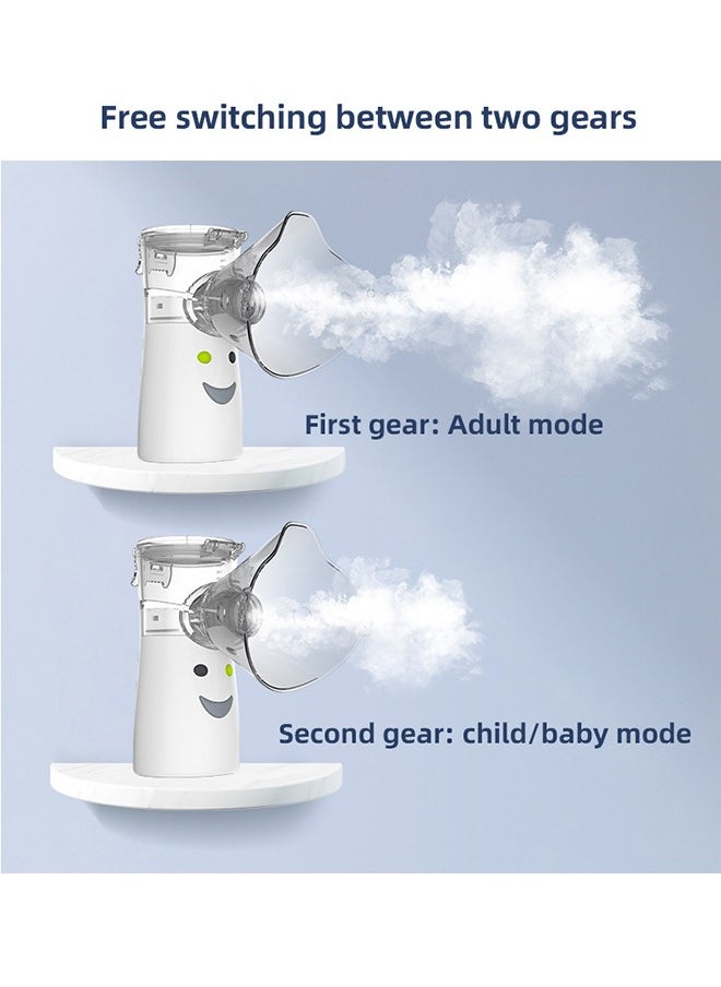 Portable Mesh Nebulizer, Handheld Atomizer, USB-C Rechargeable Vaporizers Machine, Ultrasonic Medical Mesh Inhaler with Adults Mask, Children's Mask, Mouthpiece (2 Adjustment Modes)