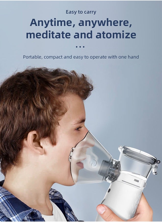 Portable Mesh Nebulizer, Handheld Atomizer, USB-C Rechargeable Vaporizers Machine, Ultrasonic Medical Mesh Inhaler with Adults Mask, Children's Mask, Mouthpiece (2 Adjustment Modes)