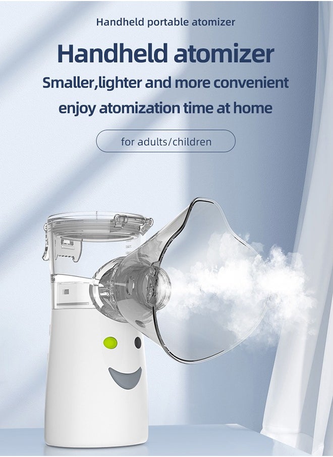 Portable Mesh Nebulizer, Handheld Atomizer, USB-C Rechargeable Vaporizers Machine, Ultrasonic Medical Mesh Inhaler with Adults Mask, Children's Mask, Mouthpiece (2 Adjustment Modes)