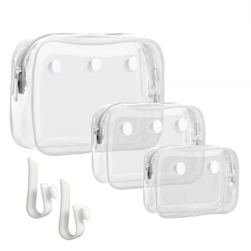 Everfunny 3 Pcs Clear Bogg Beach Tote Bag with 4 Pcs Insert Hooks Accessories for Bogg Bags Travel Makeup Clean Toiletry Brush Organizer Cosmetic Divider Storage Inner Pouch (White set of 3) - Image 1