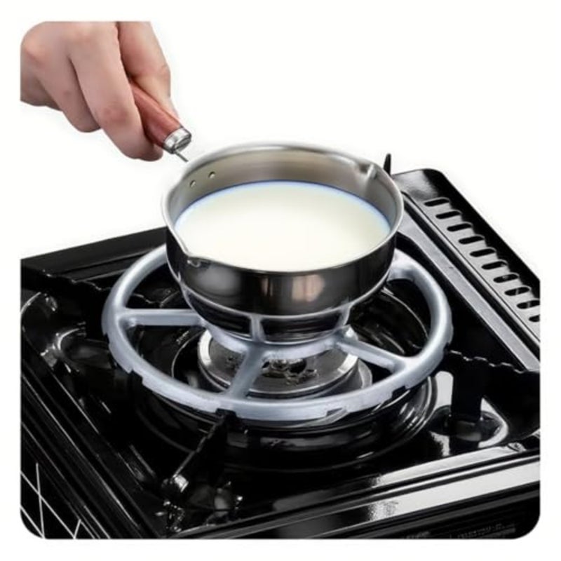 Stainless Steel Milk Pan with Wooden handle 300ML Butter Warmer Pan with Double Spout and Graduated for Heat milk, coffee, tea, melt butter, chocolate - Image 4