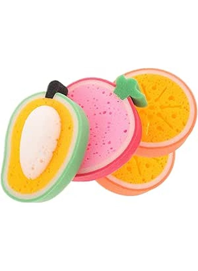 4pcs Cartoon Fruit Sponge Set Thick Non Scratch Scrubbers For Kitchen Dish Washing - Image 1