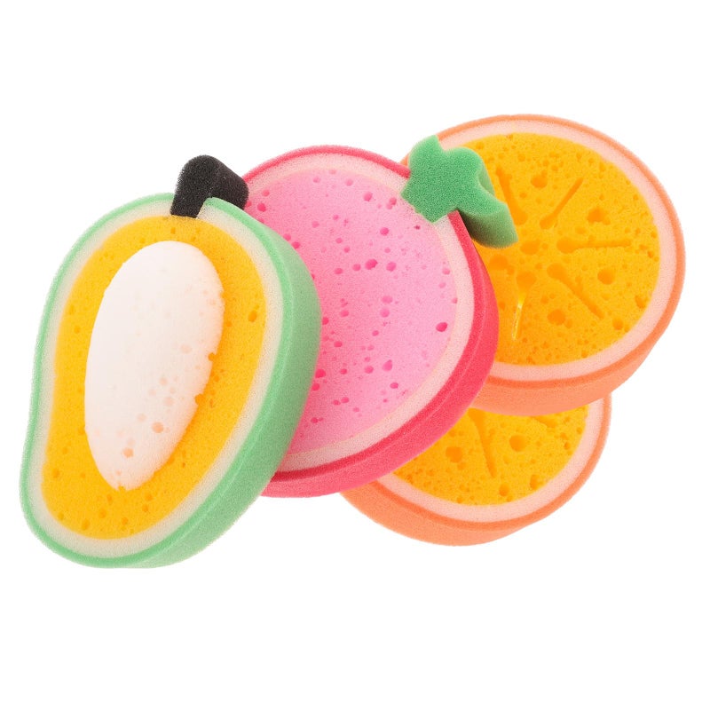 4pcs Cartoon Fruit Sponge Set Thick Non Scratch Scrubbers For Kitchen Dish Washing - Image 2