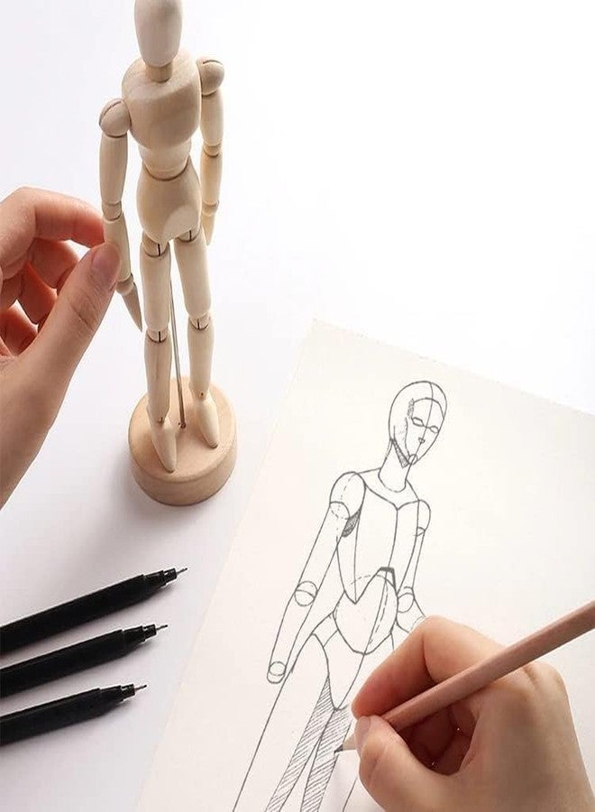 KNAFS 14CM Wooden Manikin Movable Limbs Human Mannequin Model for Artist Sketching Hand Blockhead Puppet Home Decoration - Image 3