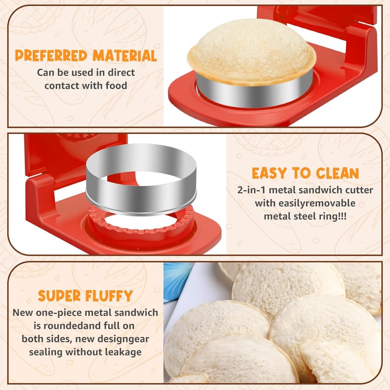 GLSY Metal Sandwich Cutter and Sealer - Round Crustless Sandwich Cutter for Peanut Butter and Jelly‌ Sandwich Maker, PB&J Snacks Party Food Prep - Image 3