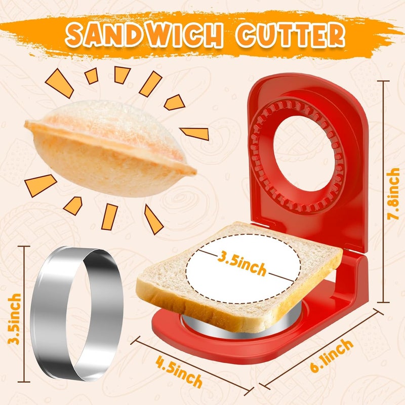 GLSY Metal Sandwich Cutter and Sealer - Round Crustless Sandwich Cutter for Peanut Butter and Jelly‌ Sandwich Maker, PB&J Snacks Party Food Prep - Image 2
