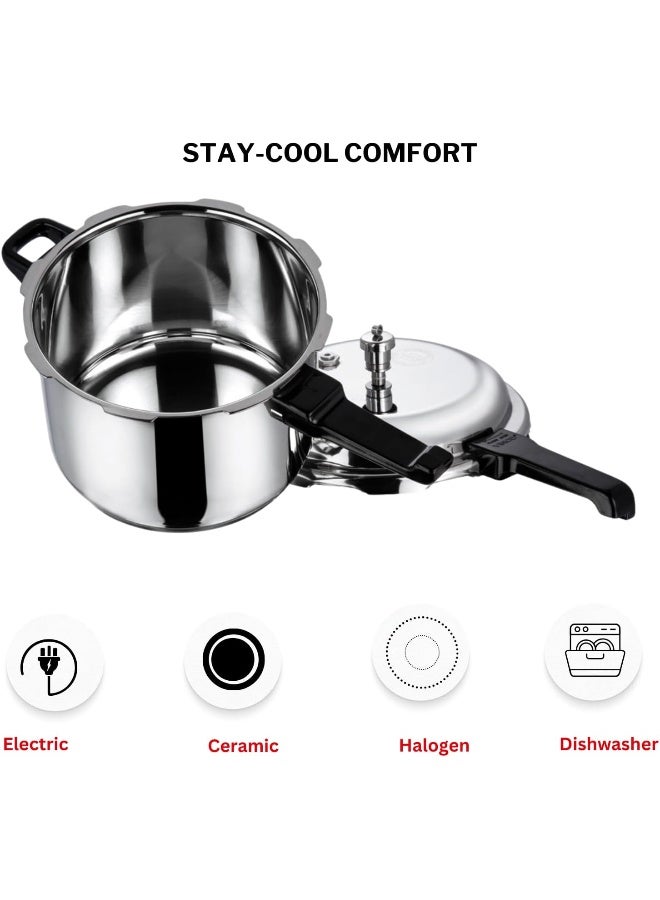 Vinod 18/8 Stainless Steel Regular Outer Lid Pressure Cooker - 8 L - Image 4