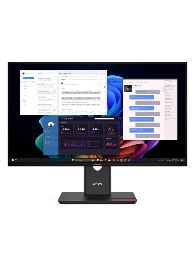Lenovo ThinkVision T27UD-40 Computer Monitor 27-inch 4K UHD 3840x2160, IPS Panel Technology, HDR10 Compliance, Ethernet (RJ-45) port, USB-C With PD 3.0 & Power delivery up to 100W, Ergonomic stand - Black Black - Image 1