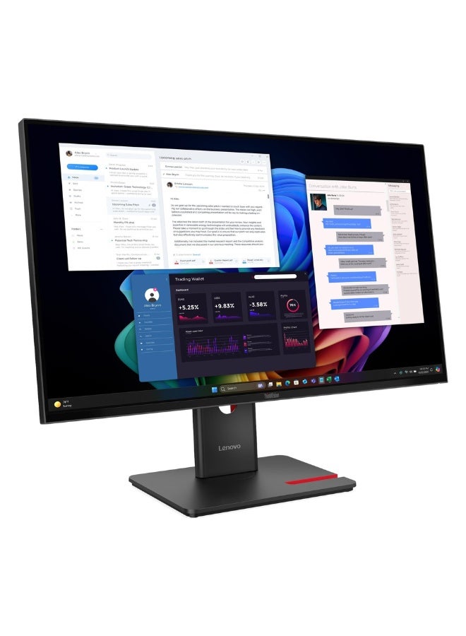 Lenovo ThinkVision T27UD-40 Computer Monitor 27-inch 4K UHD 3840x2160, IPS Panel Technology, HDR10 Compliance, Ethernet (RJ-45) port, USB-C With PD 3.0 & Power delivery up to 100W, Ergonomic stand - Black Black - Image 4