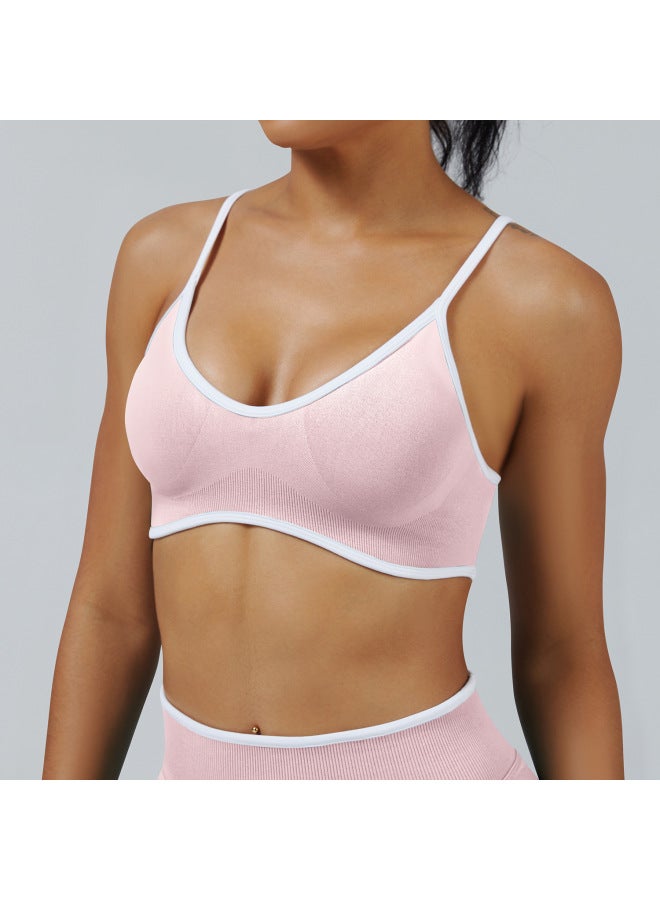 New Contrast Color Suspender Sports Bra Shockproof Yoga Bra Outdoor Fitness Yoga Top Sports Vest