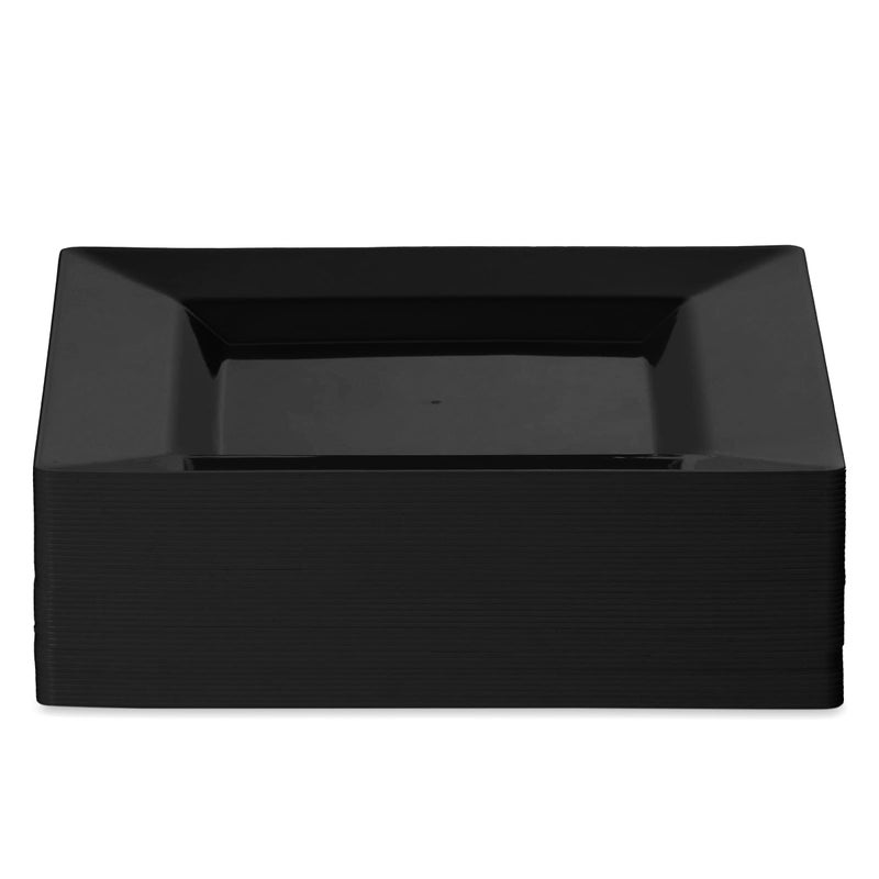 BloominGoods Plastic Disposable Square Dessert Plates | 50-Pack 6.5 inches Black Appetizer/Salad Square Plates | Ideal for Weddings  Parties  Catering | Heavy Duty & Non Toxic - Image 3