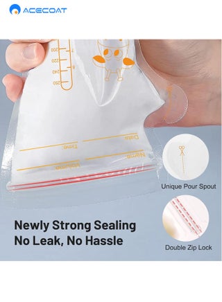 50Pcs 250ML Breastmilk Storage Bags for Breastfeeding Doubled Sealed Breast Milk Storing Bags BPA Free Self Standing Breastmilk Bags - view 3