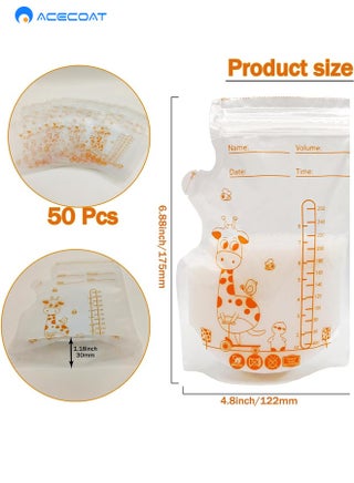 50Pcs 250ML Breastmilk Storage Bags for Breastfeeding Doubled Sealed Breast Milk Storing Bags BPA Free Self Standing Breastmilk Bags - view 2