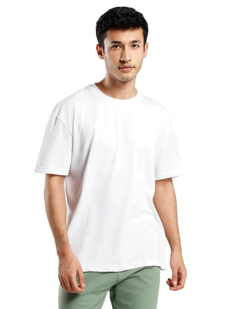 NOBERO White Oversized Fit T-Shirt for Men