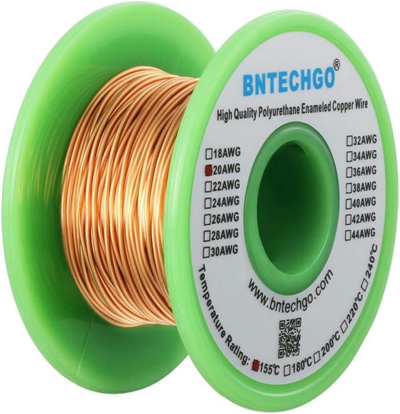 BNTECHGO سلك مغناطيسي 20 AWG - سلك نحاسي مطلي بالمينا - سلك لف مغناطيسي مطلي بالمينا - 4 أونصة - قطر 0.0315 بوصة - 1 بكرة ملف - طبيعي - تصنيف درجة حرارة 155 درجة مئوية - يستخدم على نطاق واسع للمحولات والمحاثات - Image 2